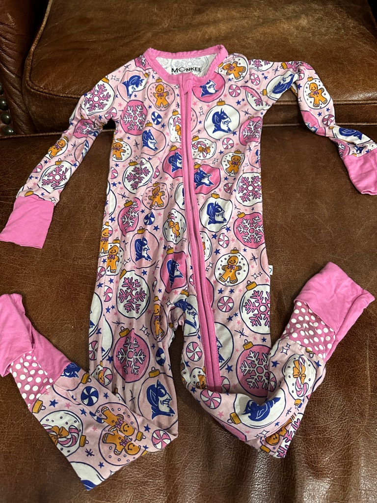 Monkee Roos Brand Bamboo Sleeper Blue Devil Pink Holiday Print